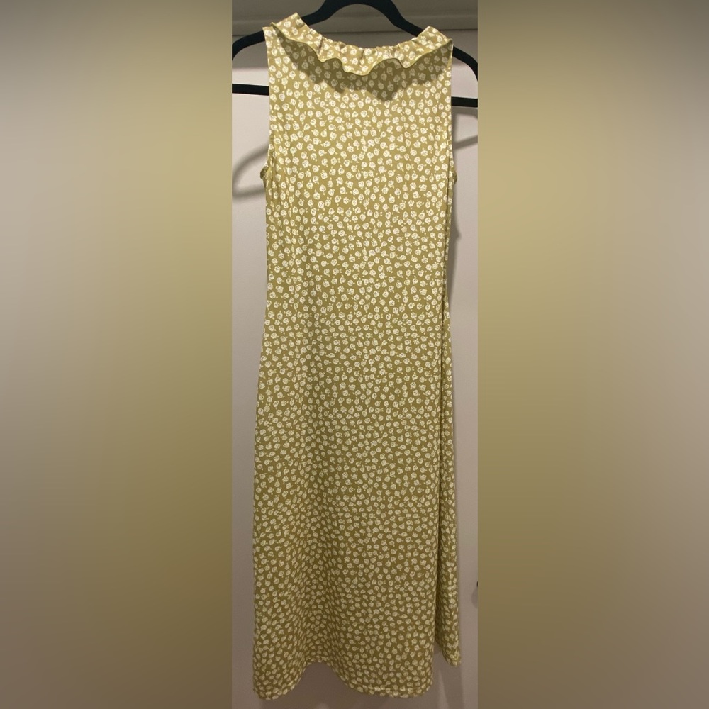 Grace Karin Olive Green Floral Midi Dress with White Print - Picture 13 of 16